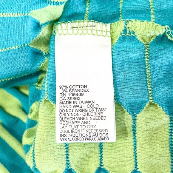 Y2K Catherine Malandrino size S Striped Knit Dress Green Blue BodyCon Textured - Picture 11 of 11